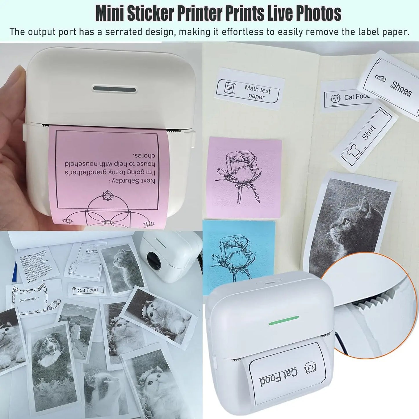 Mini Inkless Sticker Printer HD Thermal Sticky Note Print Pod Sticker Maker Portable Bluetooth Pocket Printer for Notes DIY