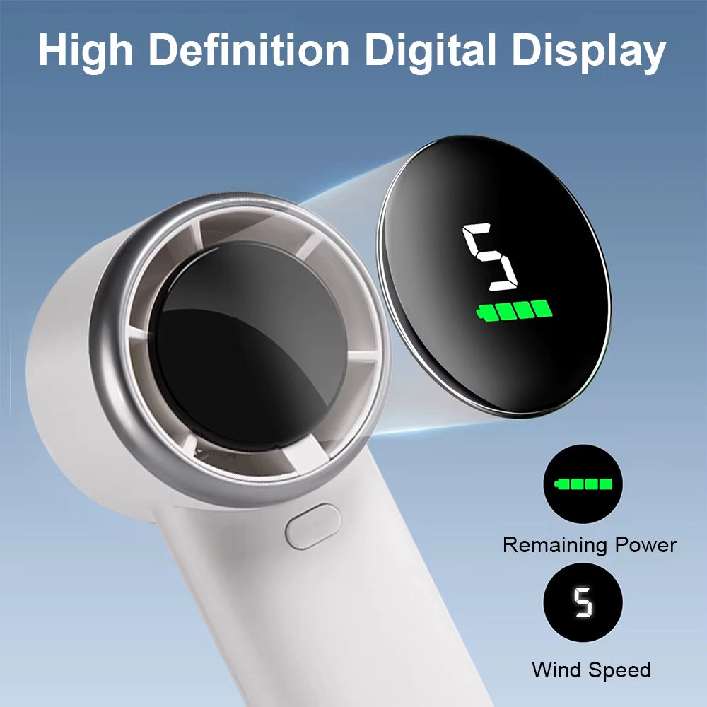 Mini Handheld Fan Powerful Turbo Fan 5 Wind Speeds Personal Fan USB Rechargeable Portable Small Pocket Fan for Outdoor Travel