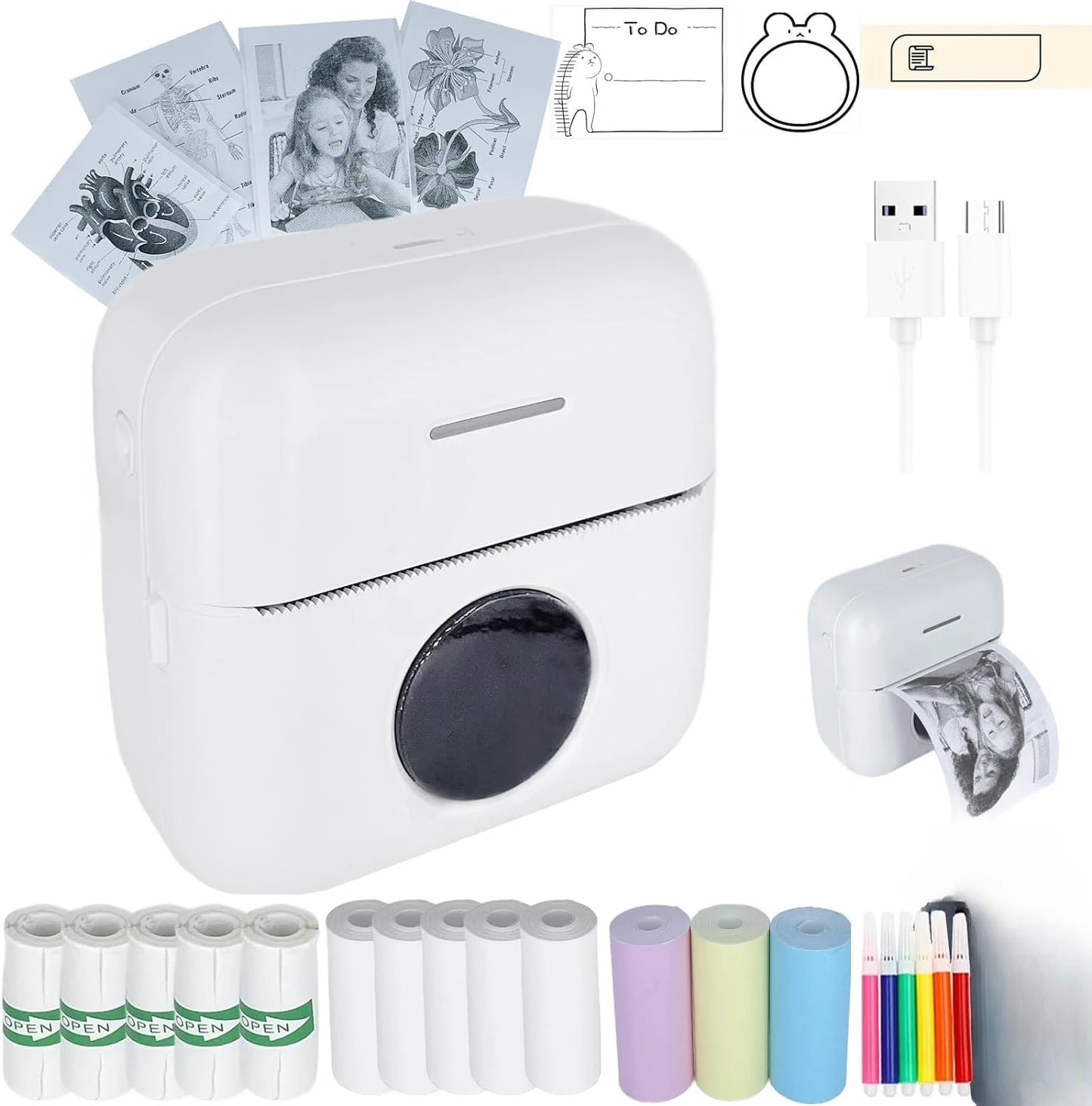 Mini Inkless Sticker Printer HD Thermal Sticky Note Print Pod Sticker Maker Portable Bluetooth Pocket Printer for Notes DIY