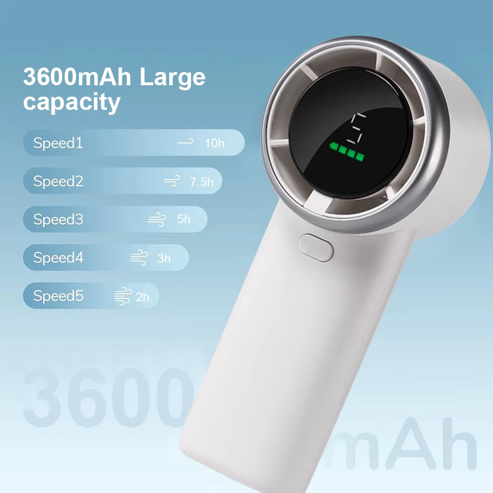 Mini Handheld Fan Powerful Turbo Fan 5 Wind Speeds Personal Fan USB Rechargeable Portable Small Pocket Fan for Outdoor Travel