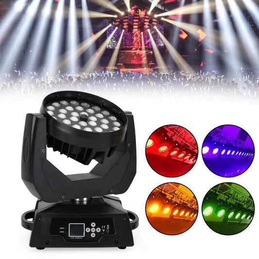 360W 36X10W RGBW 4 in 1 LED Zoom Moving Head Wash Stage Light DMX DJ Party Lighting