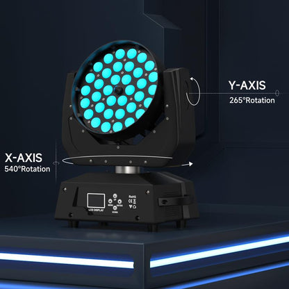 360W 36X10W RGBW 4 in 1 LED Zoom Moving Head Wash Stage Light DMX DJ Party Lighting