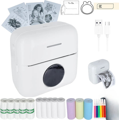 Mini Inkless Sticker Printer HD Thermal Sticky Note Print Pod Sticker Maker Portable Bluetooth Pocket Printer for Notes DIY