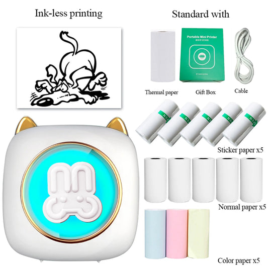 Mini Inkless Sticker Printer HD Thermal Sticky Note Print Pod Sticker Maker Portable Bluetooth Pocket Printer for Notes DIY