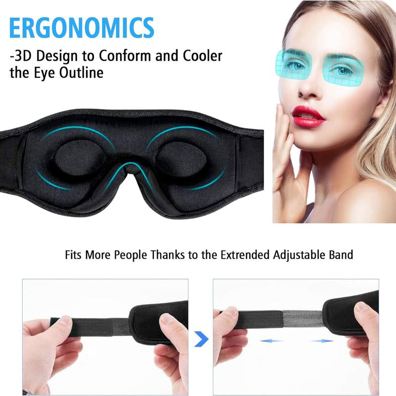 HITOZON Sleep Headphones Wireless,Sleep Earbuds,3D Sleep Eye Mask Wireless Headphones with Ultra-Thin HD Stereo Speakers, Unisex, Perfect for Sleeping,Workout,Jogging,Yoga,Insomnia, Air Travel, Meditation Black Headphones Bluetooth