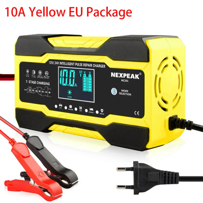 NC201 Car Battery Charger 12V 10A 24V 5A Fully Automatic Wet Dry Lead Acid Power Puls Repair Automobile Battery Chargers