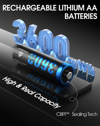 Homesuit Rechargeable Lithium AA Batteries with Charger 12 Bay 1.5V High Power 3600Mah 12 Pack up to 2000+ Cycles Blue JIANGXI ENERGER STORAGE CO.