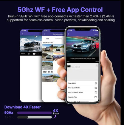 4 Channel Dash Cam with 360° Surround View Includes FREE OBD Cable for 24/7 Parking Monitor 4 Lens Front Rear inside Left Right Recording 4" Display, Built-In Wifi, 64GB Card Clear Night Vision, Hdr，Automotive Driving Recorder