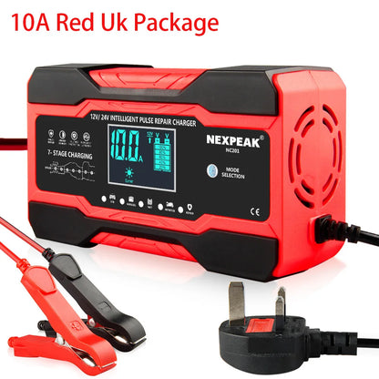 NC201 Car Battery Charger 12V 10A 24V 5A Fully Automatic Wet Dry Lead Acid Power Puls Repair Automobile Battery Chargers