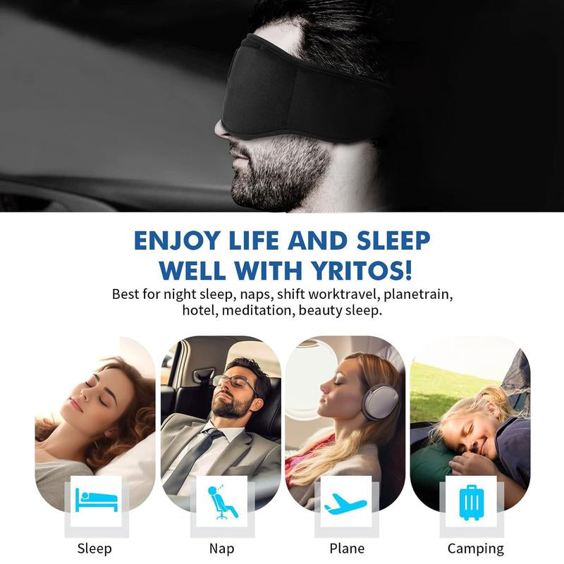 HITOZON Sleep Headphones Wireless,Sleep Earbuds,3D Sleep Eye Mask Wireless Headphones with Ultra-Thin HD Stereo Speakers, Unisex, Perfect for Sleeping,Workout,Jogging,Yoga,Insomnia, Air Travel, Meditation Black Headphones Bluetooth