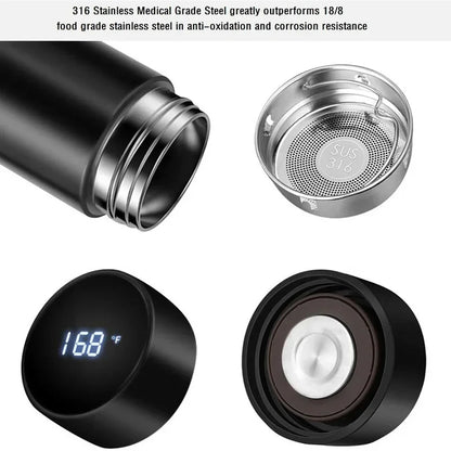 500Ml Digital Thermos Bottle Smart Cup with Temperature Display 304 Stainless Steel Vacuum Insulated Intelligent Coffee Cup