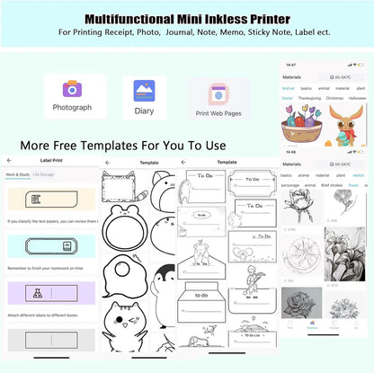 Mini Inkless Sticker Printer HD Thermal Sticky Note Print Pod Sticker Maker Portable Bluetooth Pocket Printer for Notes DIY